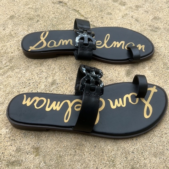 Sam Edelman Eaden Black Tortoise Detail Toe Loop Sandal Women's Size 8 - Picture 2 of 8